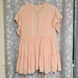 Free People Peach Ruffle Dress size M